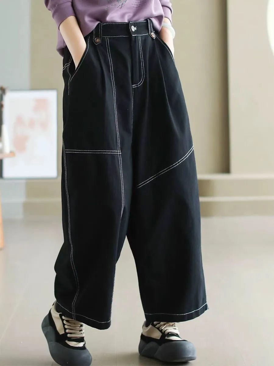 Women Spring Casual Trendy Seamline Loose Cotton Harem Pants